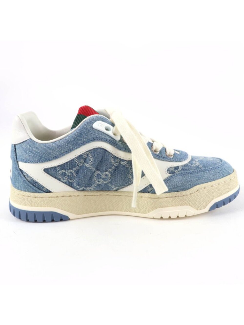 Gucci Reweb Leather GG Denim Low Cut Sneakers Indigo Blue White - Picture 6 of 10